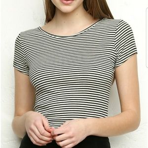Brandy melville black and white striped tshirt